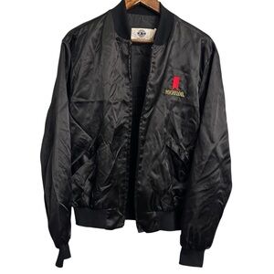 Vintage Michelob Beer Anheuser Busch Zip Black Satin Bomber Jacket Men’s Large